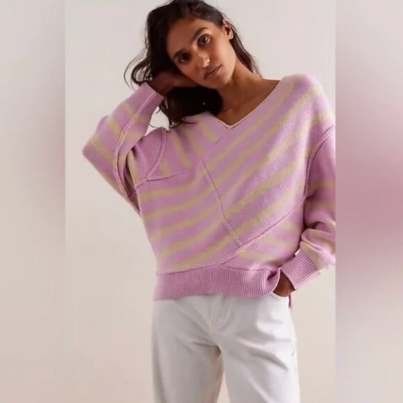 New! Free People  We The Free Crossroads Pullover‎ pink sweater, size XS - Picture 1 of 12